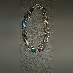 Sterling Silver .925 Captured Gem Bracelet
